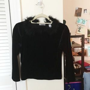 Vintage 90s Black Velvet Crop Top
